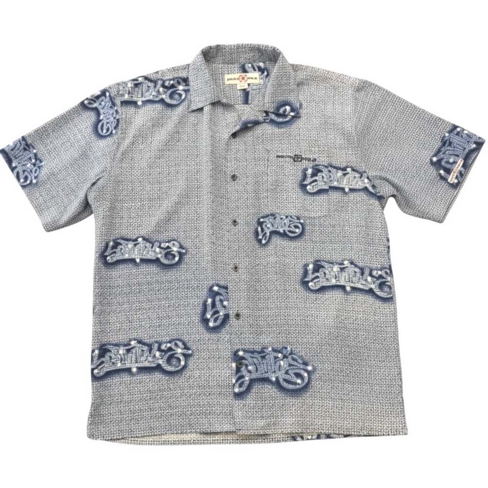 Vintage Y2K Southpole AOP Graffiti Print Short Sleeve Button-Down Shirt Men's XL